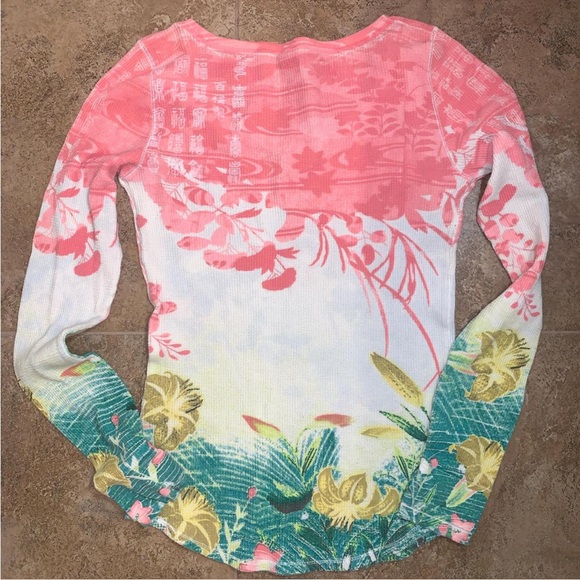 Y2K Lucky Brand Asian inspired long sleeve thermal top 🌸💮🪷 - Picture 2 of 4